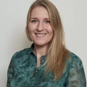 A close up of Maria who is a member of staff in the school in Eastbourne